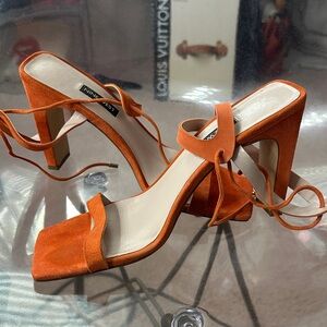 Nine West Orange Block Heel Sandals